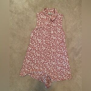 ASOS size 4 floral sleeveless button down collared romper, girly, preppy